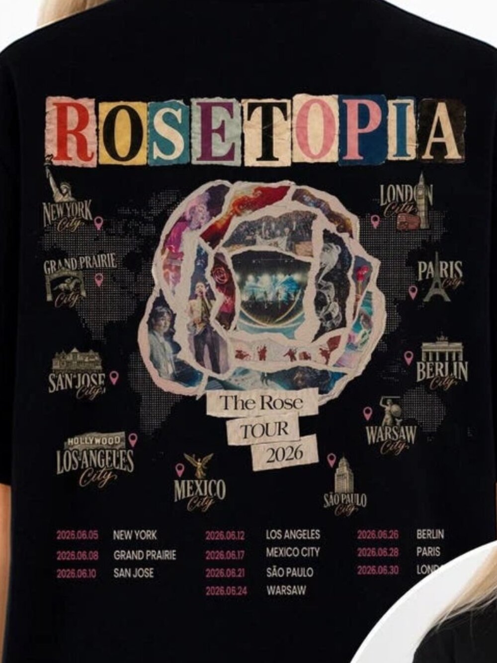 The Rose Rosetopia World Tour 2026 Vintage Graphic T-Shirt 301 - Picture 3 of 6
